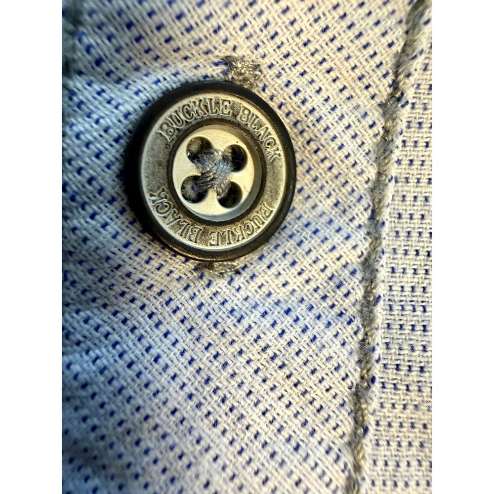 BUCKLE BLACK Tailored Fit Long Sleeve Shirt Mens Large Blue Pinstripe‎ Casual - Picture 9 of 11